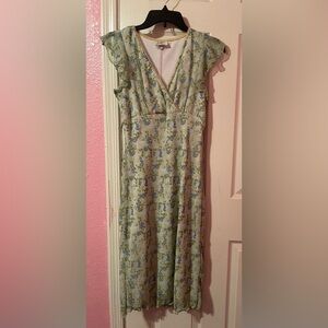 Jody of California Dress, Floral Print Green Size 7/8